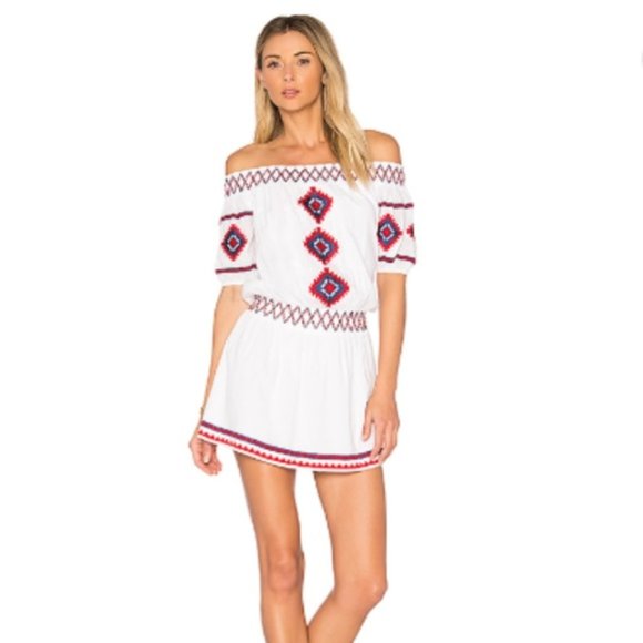 TulaRosa Dresses & Skirts - TulaRosa Embroidered Off-Shoulder Dress